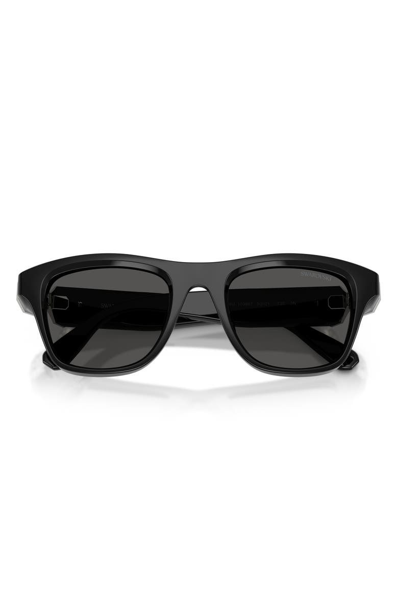 Swarovski 50mm Small Pillow Sunglasses, Alternate, color, Black / Dark Grey