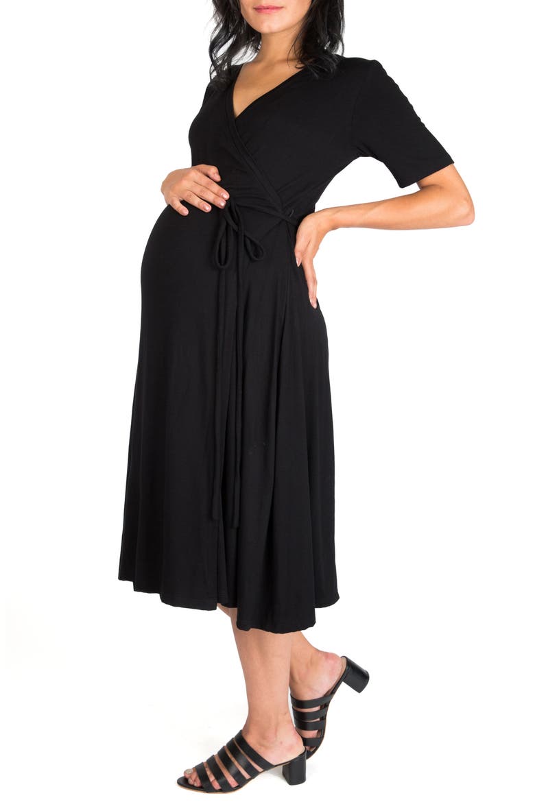 Maya Maternity/Nursing Wrap Dress, Alternate, color, BLACK