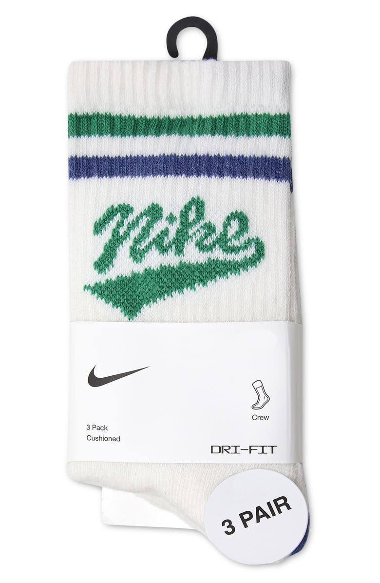 Nike Kids' Retro Graphics Assorted 3-Pack Crew Socks, Alternate, color, Stadium Green