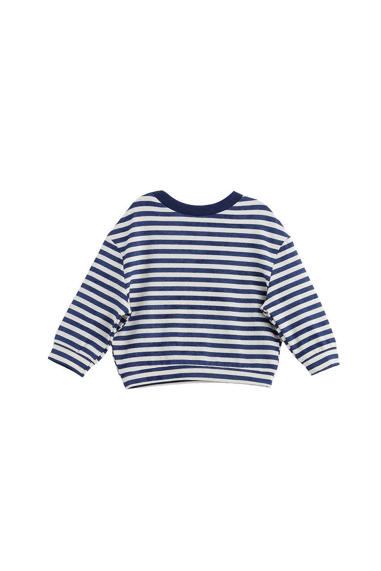 Benjamin Long Sleeve Striped Ribbed Round Neckline Drop Shoulder Top, Alternate, color, Blue