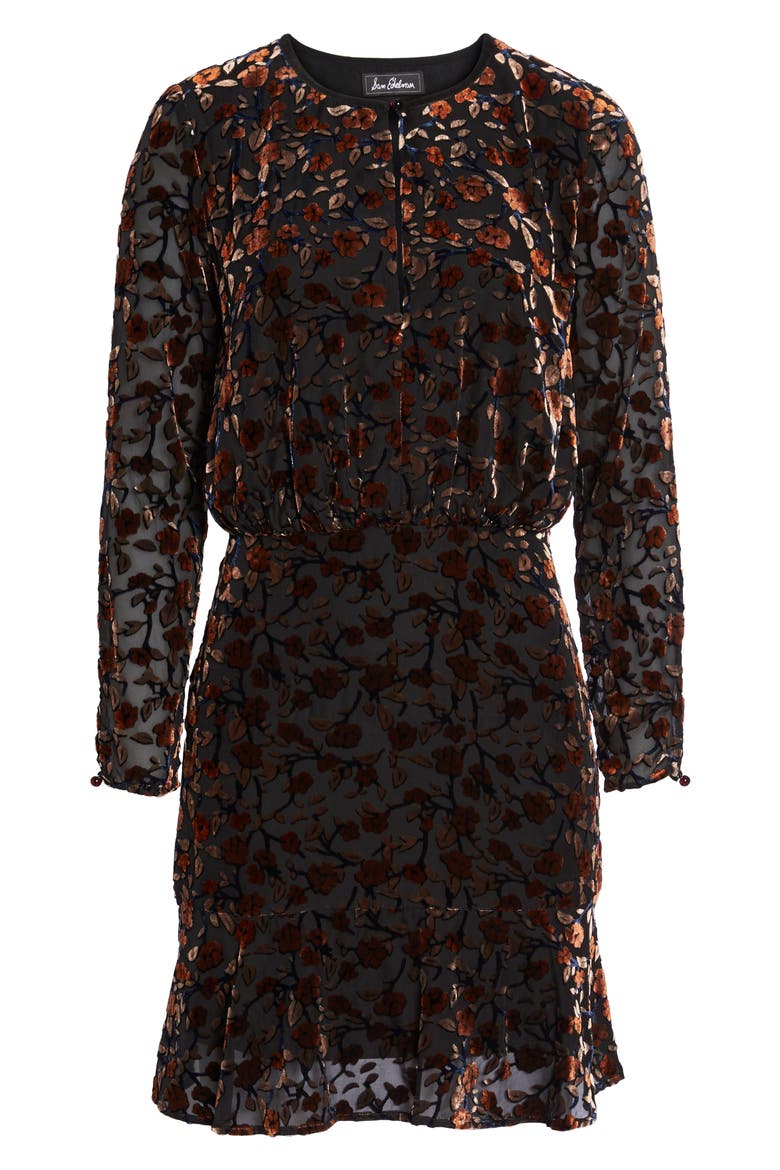 Velvet Burnout Dress, Alternate, color, ROSE/ WINE