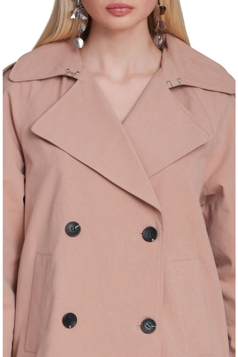 Double Breasted Short Trench Coat, Alternate, color, BISCUIT