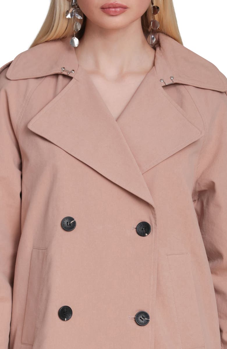 Avec Les Filles Double Breasted Short Trench Coat, Alternate, color, Biscuit