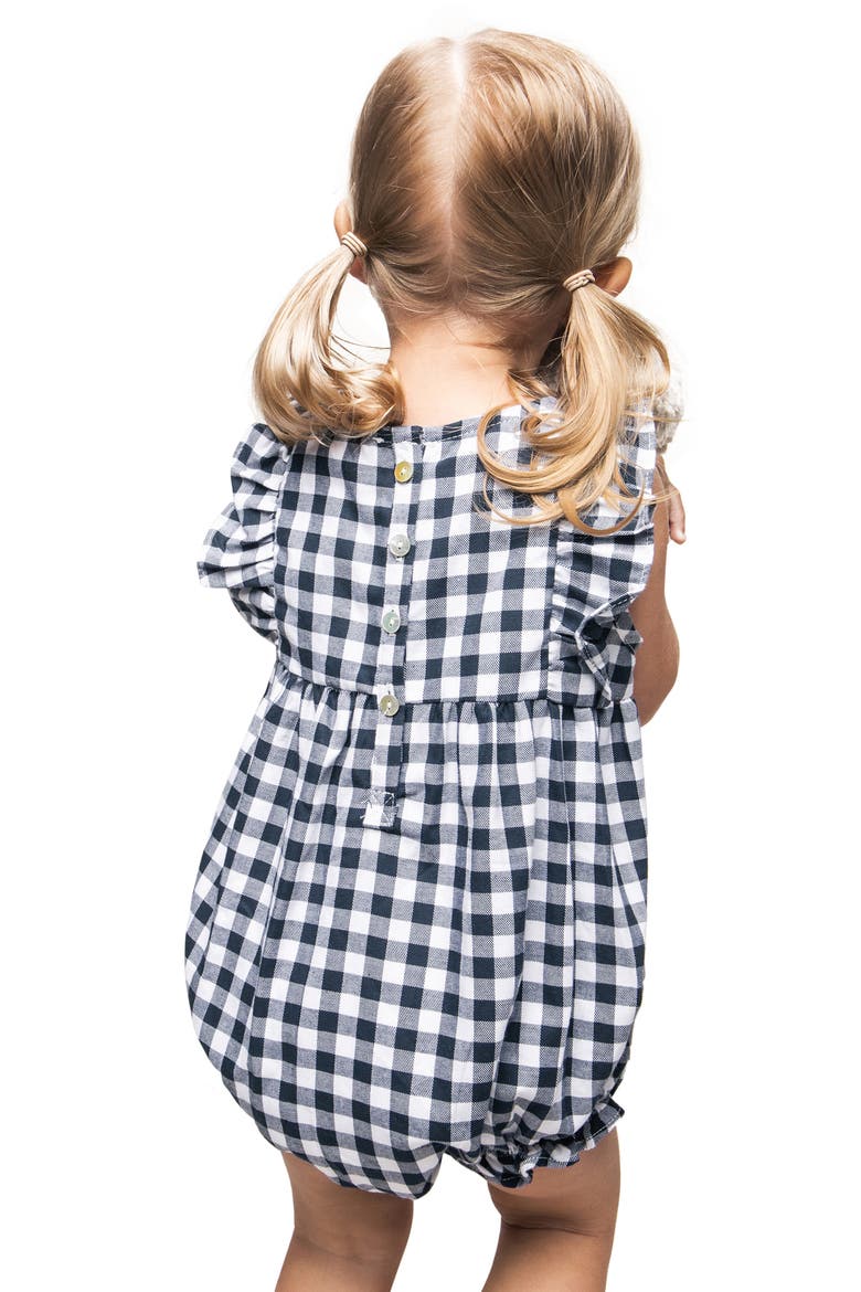 Gingham Ruffled Romper(Baby), Alternate, color, NAVY