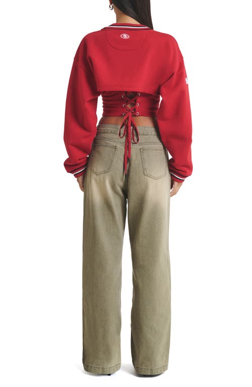 Off Season Nfl Cutout Laced Back Graphic Sweatshirt In Red