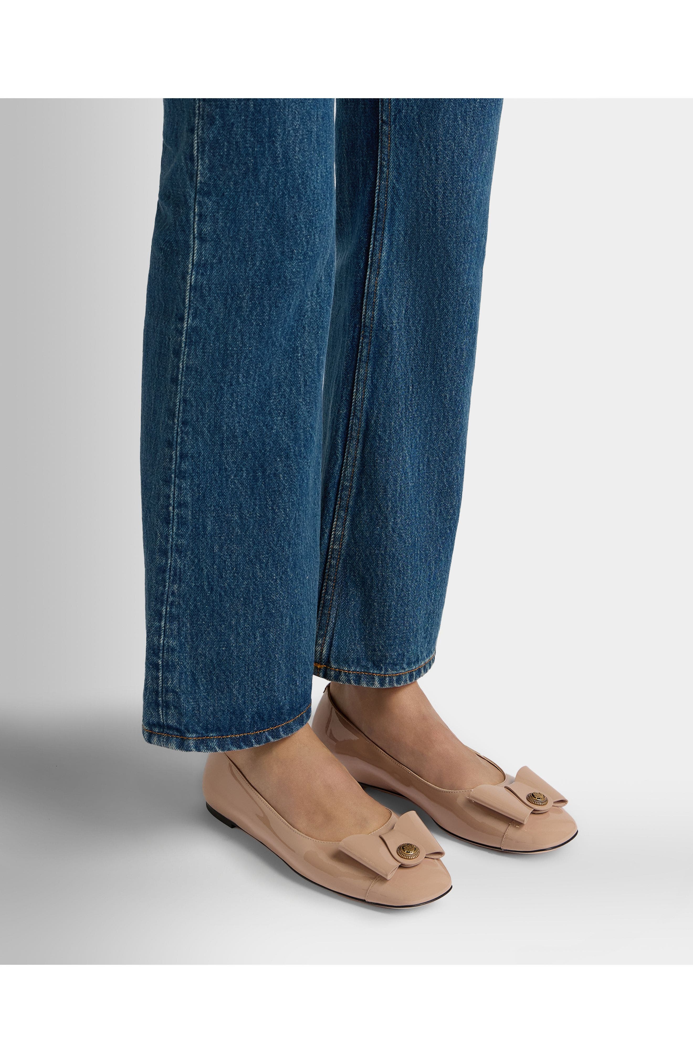 Bally B-Bow Flat in Calf Leather, Alternate, color, Natural