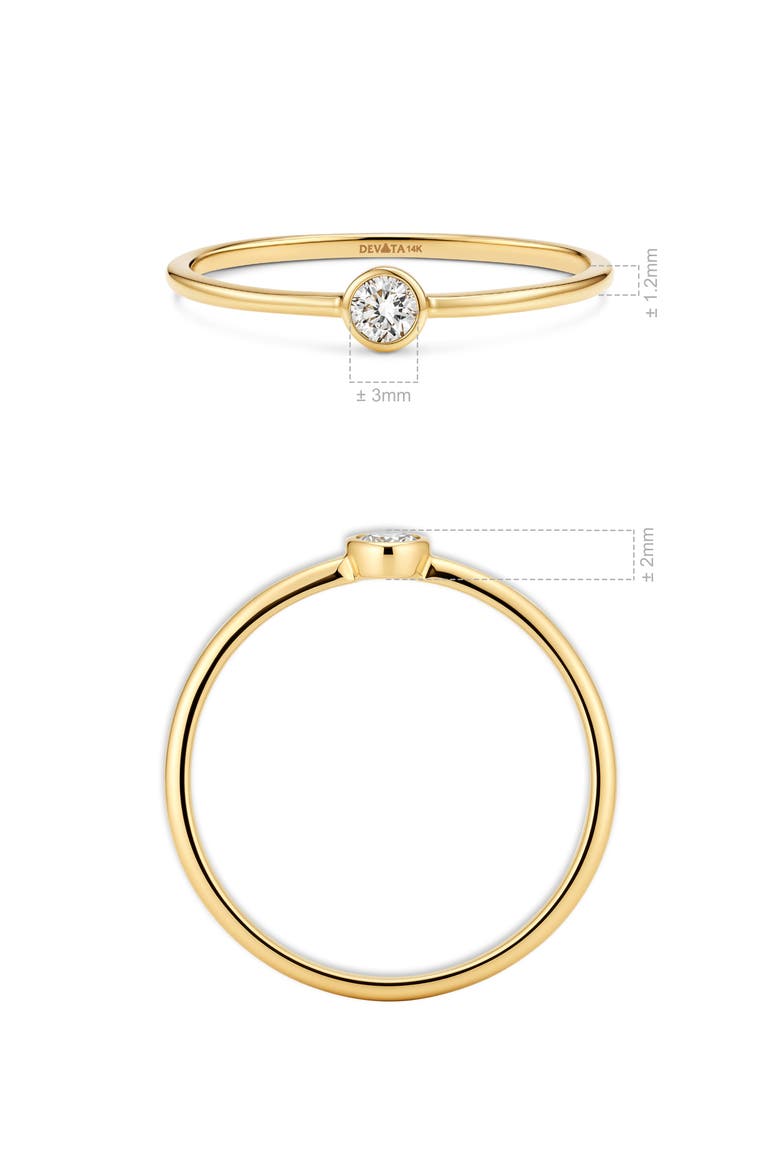 Round Bezel Lab Grown Diamond Solitaire Ring in 14K Gold, Alternate, color, Yellow Gold