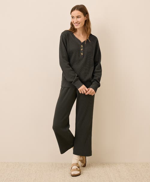 Pact Thermal Waffle Henley Pullover In Green