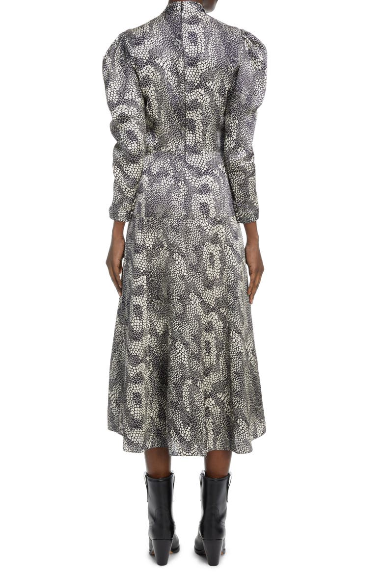 Vilma Print Twist Puff Sleeve Dress, Alternate, color, BLACK 01BK