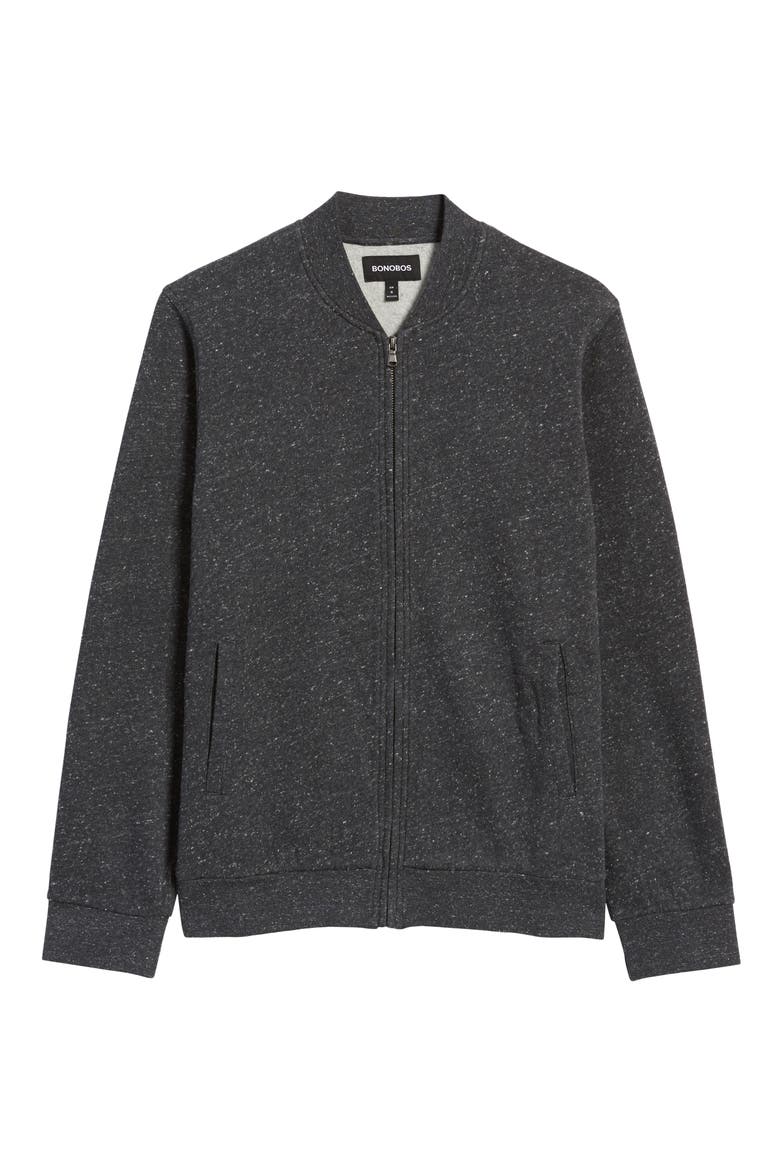 Slim Fit Fleece Baseball Jacket, Alternate, color, GREY HEATHER