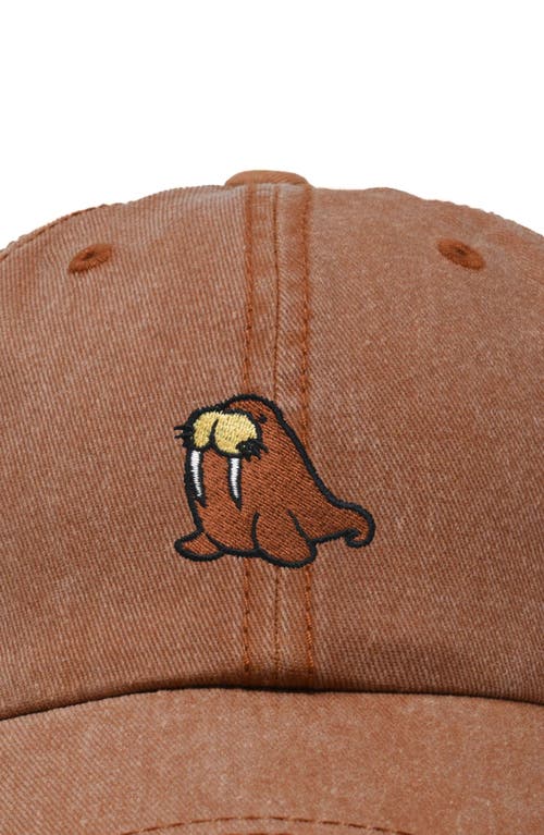 Dalix Walrus Embroidered Outdoor Cap In Washed Orange