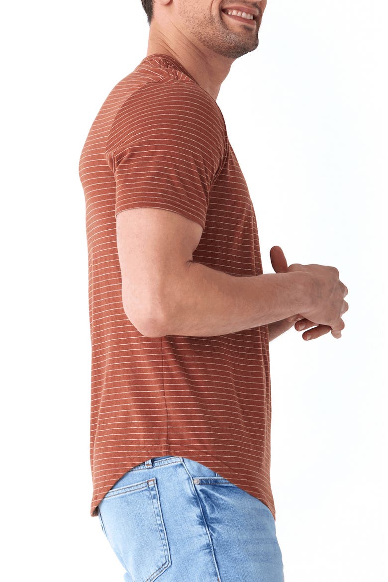 Stripe Short Sleeve Henley, Alternate, color, SANDALWOOD / ECRU
