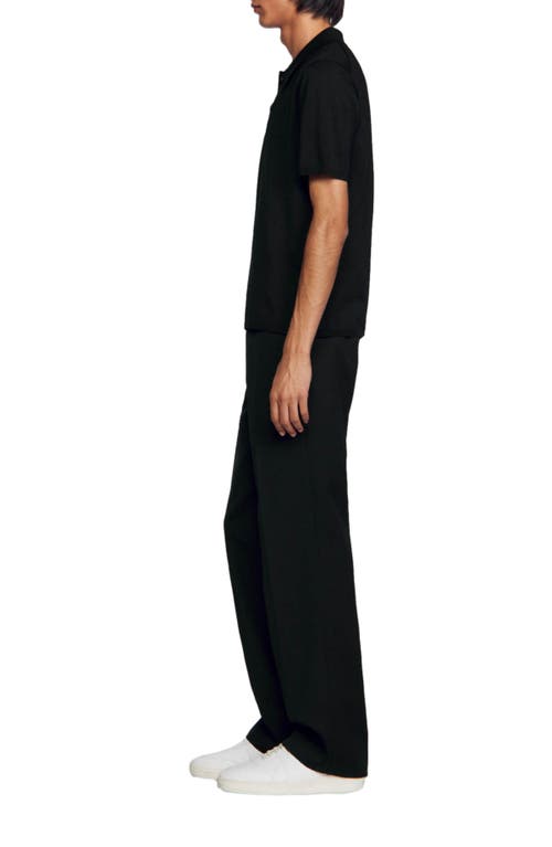 Sandro Short-sleeve Knitted Polo Shirt In Black