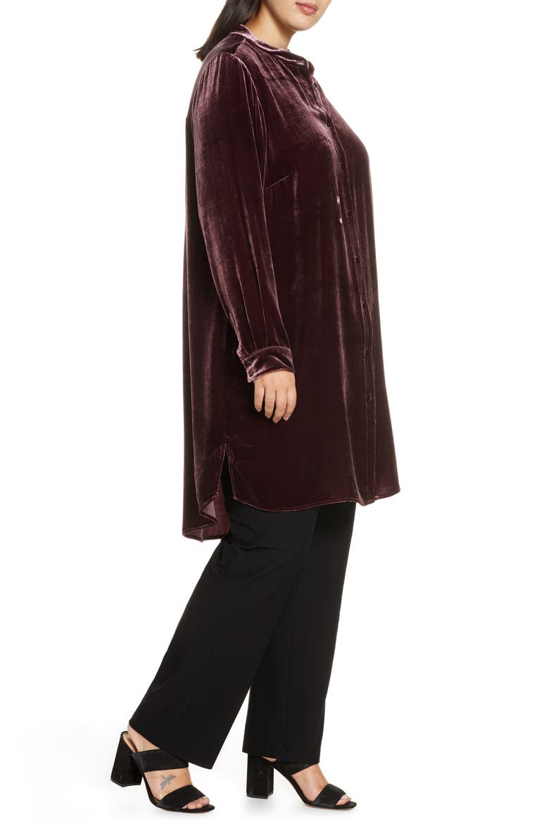Long Velvet Shirt, Alternate, color, CASSIS