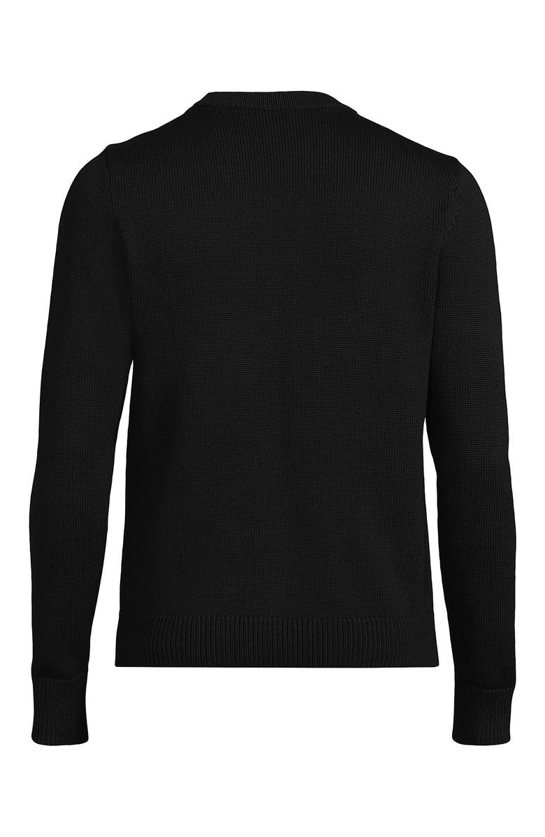 Lands' End School Uniform Adult Legacy Varsity Cardigan, Alternate, color, Black