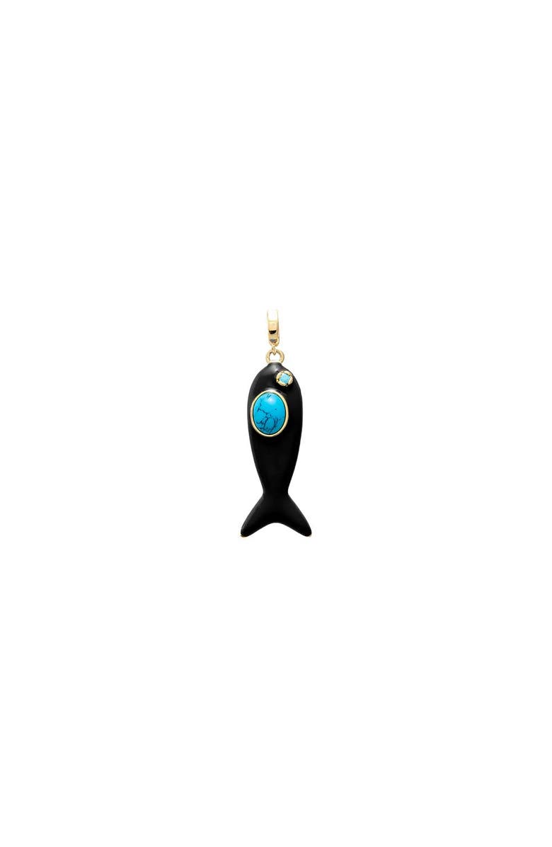 BY ADINA EDEN Turquoise/Colored Enamel Fish Charm, Main, color, Black