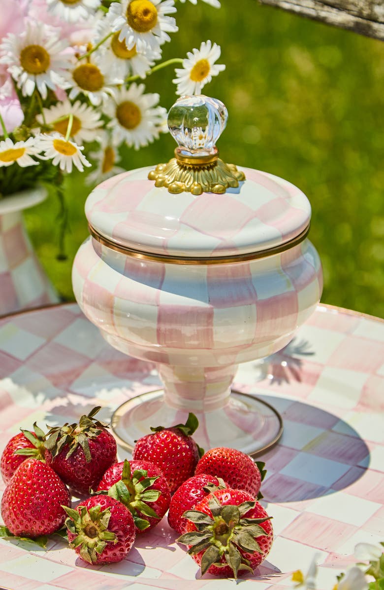 MACKENZIE CHILDS Rosy Check Enameled Steel Curiosity Pot, Alternate, color, Rosy