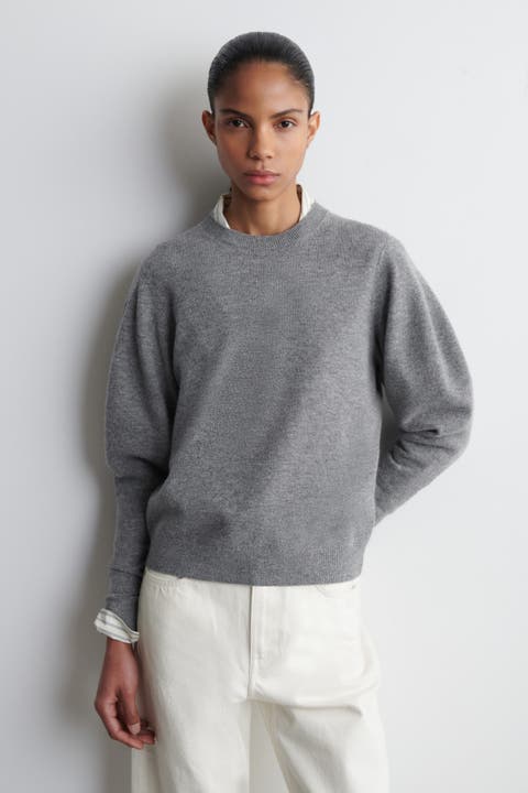 Balloon-sleeve Merino Wool Jumper