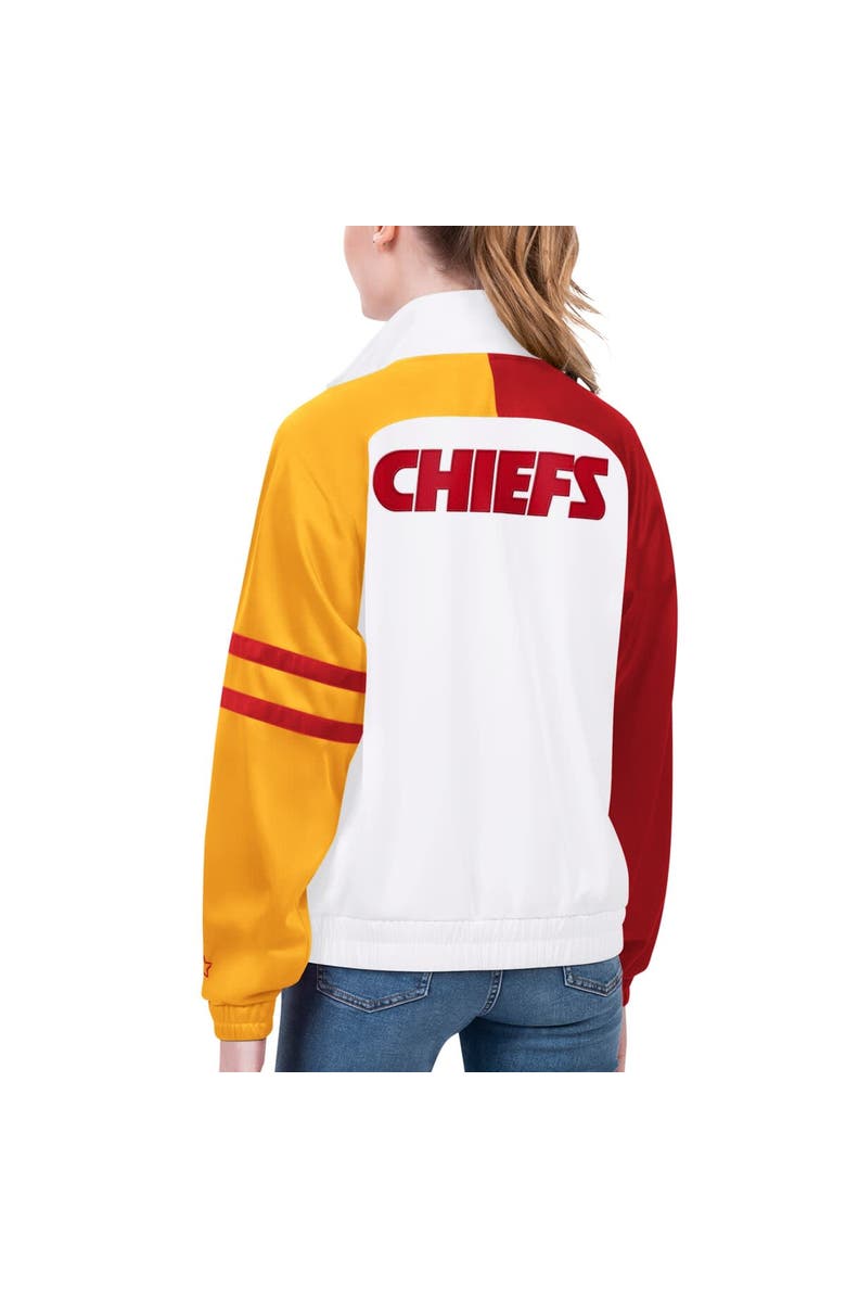 STARTER Women's Starter White Kansas City Chiefs Curve Ball Raglan Full-Zip Track Jacket, Alternate, color, White