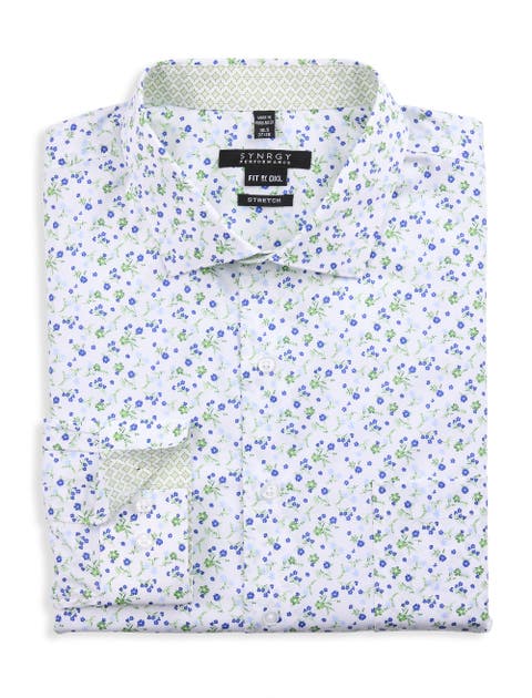 Big & Tall Spring Time Floral Print Performance Dress Shirt