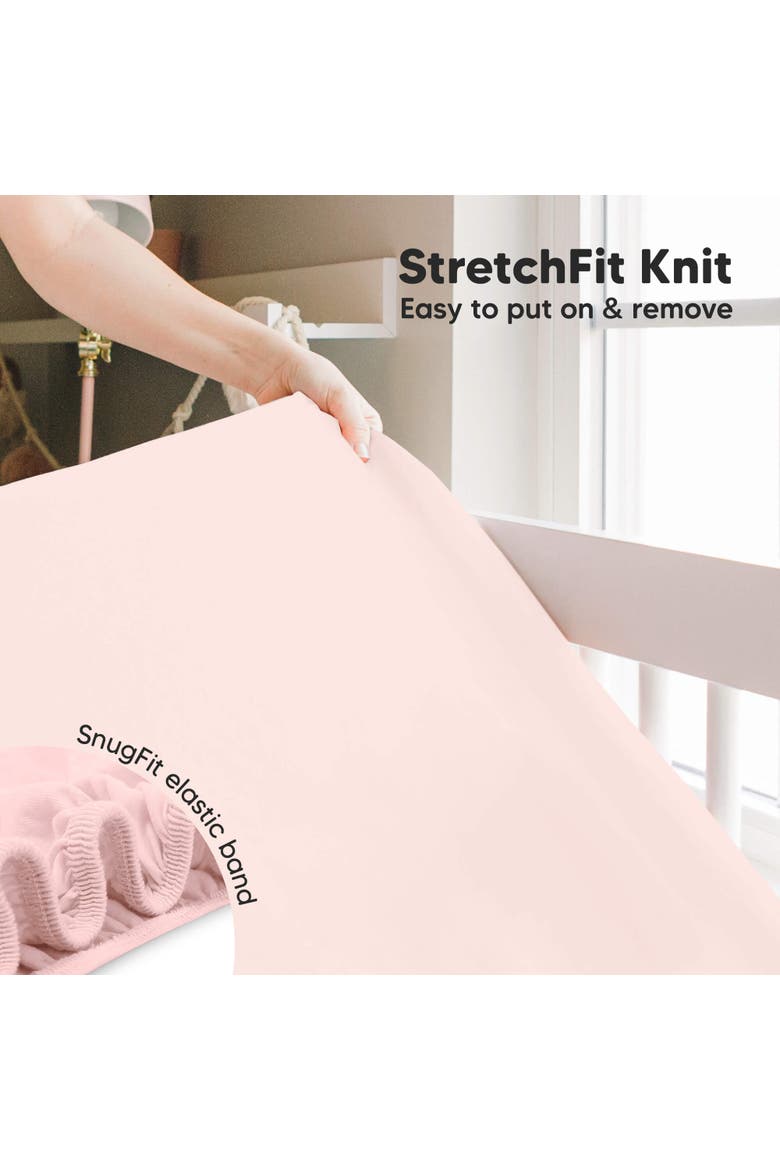 Isla Fitted Crib Sheets, Alternate, color, Mist Rose