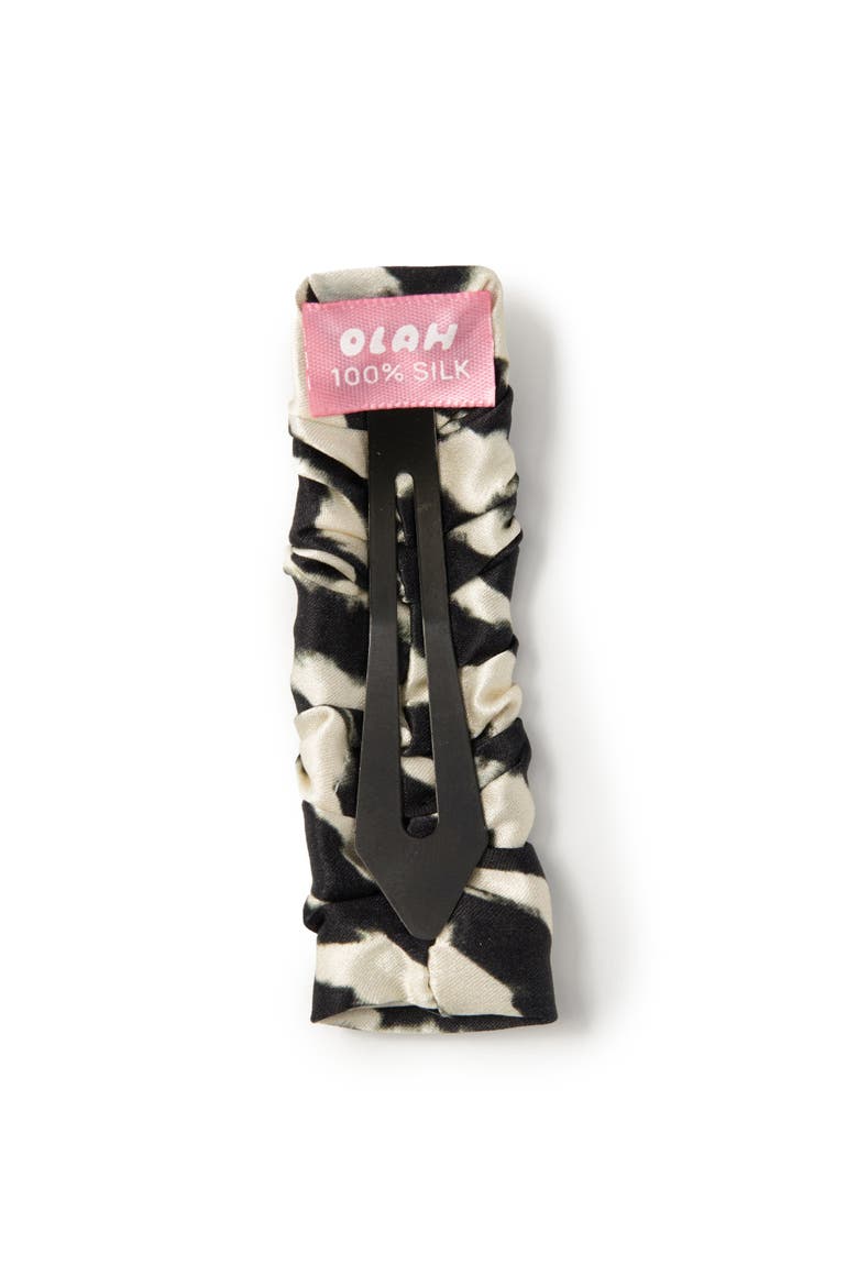 Zyra Silk Hair Barrette Clip, Alternate, color, Black & White