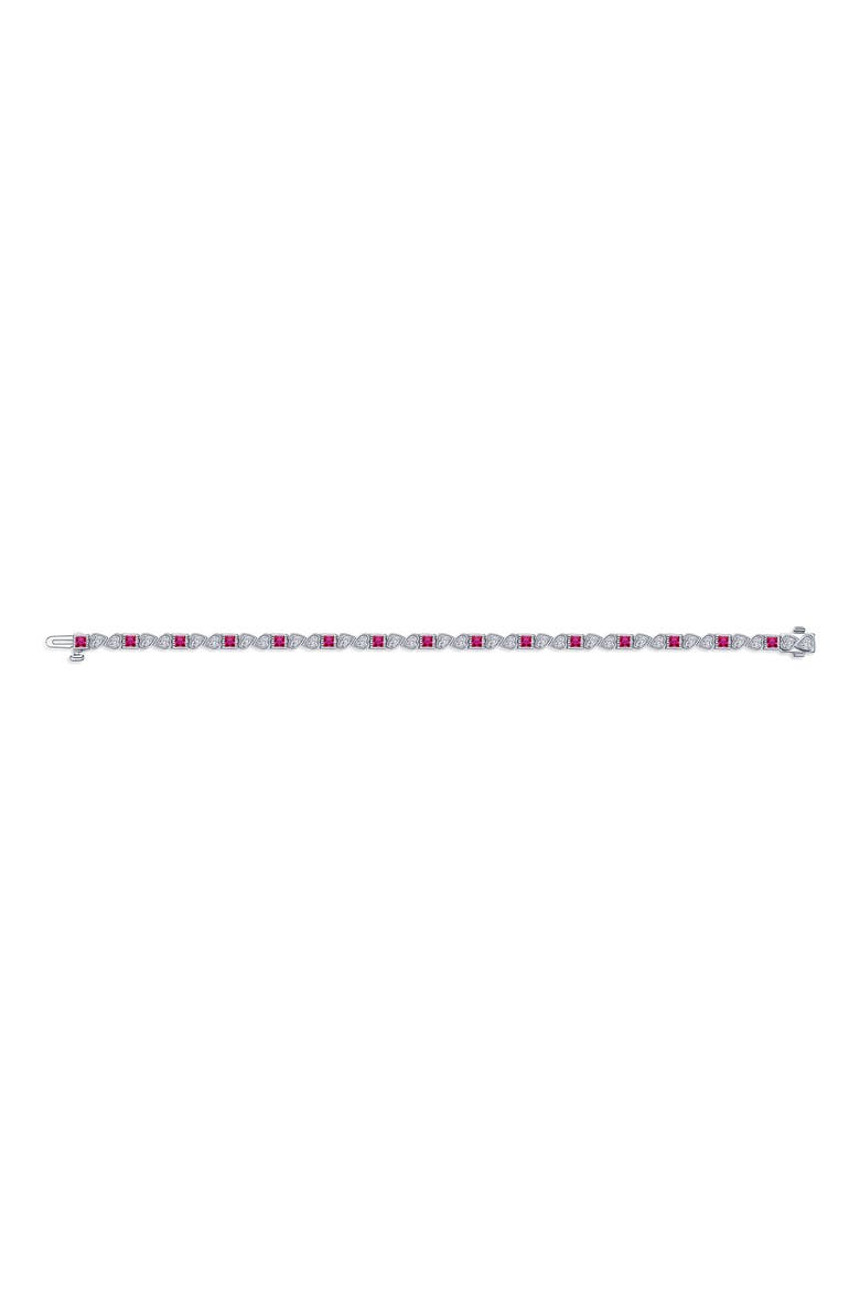 Birthstone Simulated Diamond & Simulated Semiprecious Stone Tennis Bracelet, Alternate, color, GARNET/ WHITE