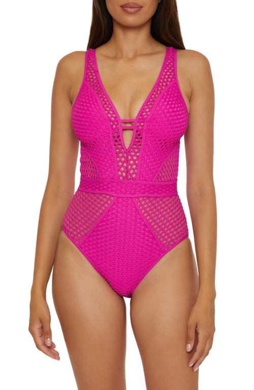 Becca Castaway Plunge One-piece Swimsuit In Azalea