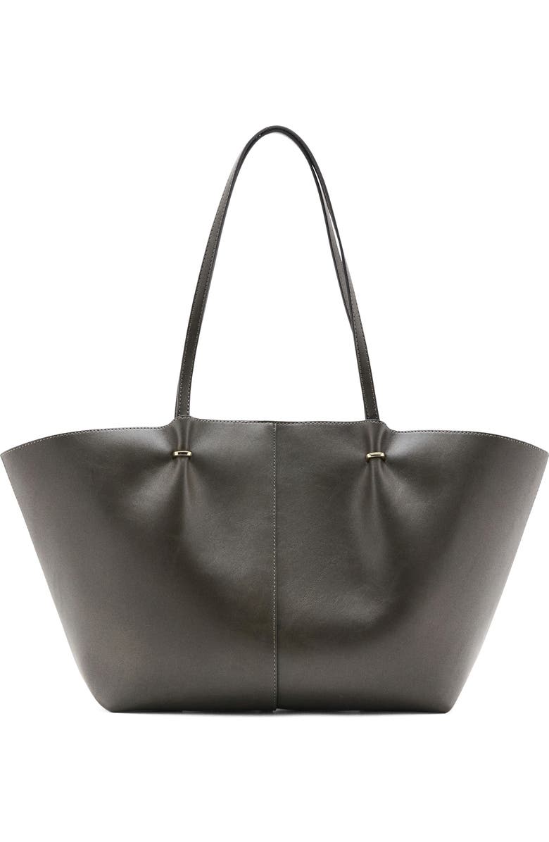 MANGO Faux Leather Shopper Bag, Main, color, Khaki Green