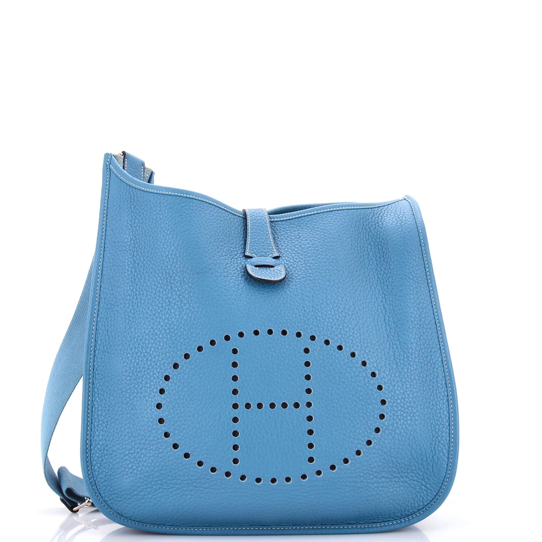 Pre-Owned Hermes Evelyne Bag Gen III Clemence GM, Main, color, Bleu Jean