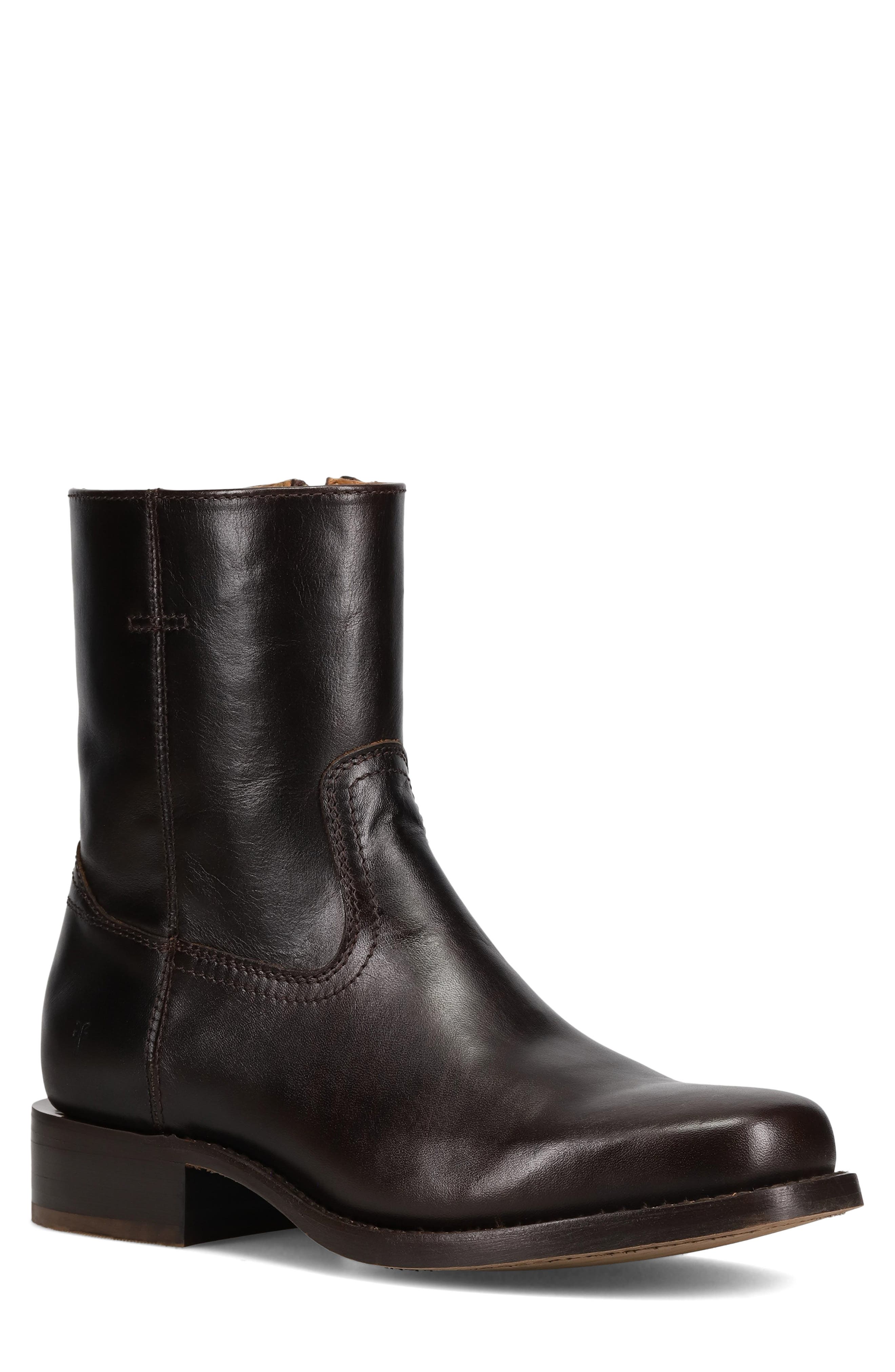 Frye Campus Leather Plain Toe Zip Boot, Main, color, 