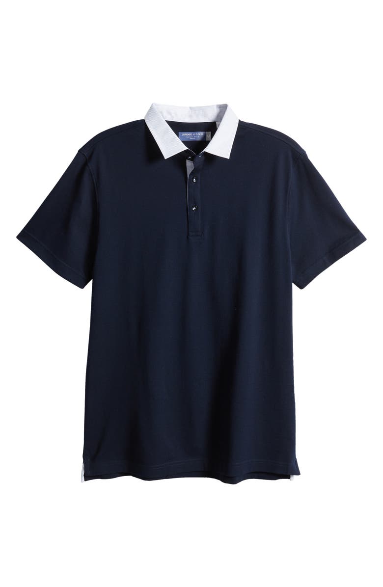 Lorenzo Uomo Trim Fit Stripe Collar Short Sleeve Polo, Alternate, color, 