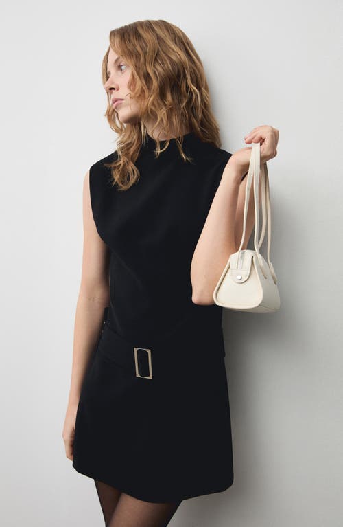 Mango Short Belted Dress Black In Black