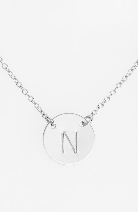 Sterling Silver Initial Disc Necklace
