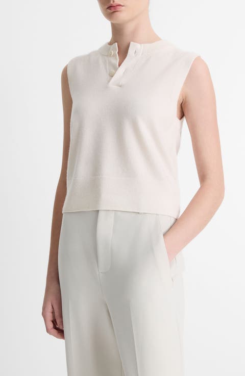 Henley Wool Blend Sweater Tank