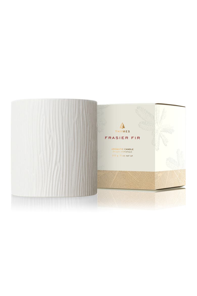 Gilded Frasier Fir Ceramic Candle, Alternate, color, WHITE