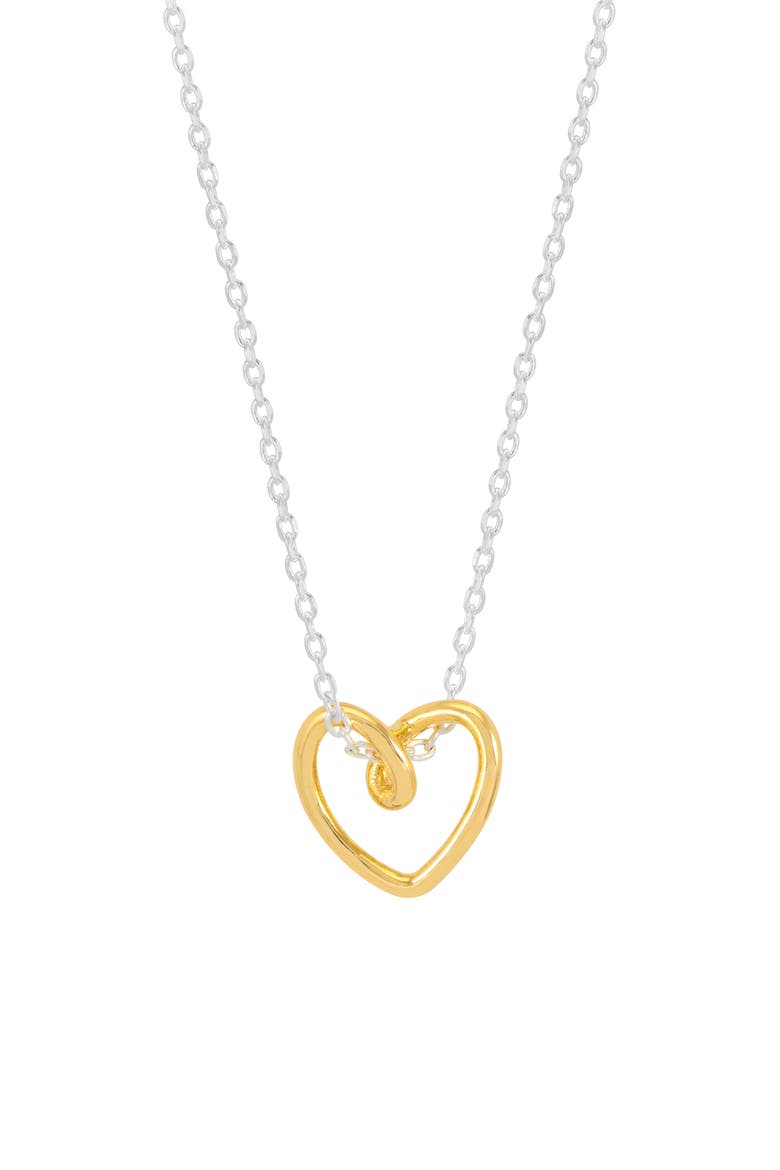 Wire Heart Pendant Necklace, Main, color, GOLD AND SILVER
