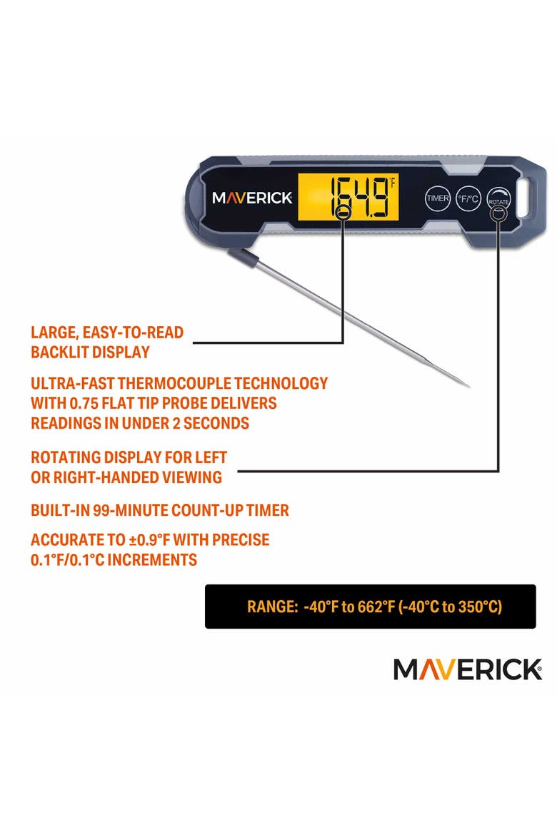 Temp & Time Thermocouple Instant Read Thermometer, Alternate, color, Grey