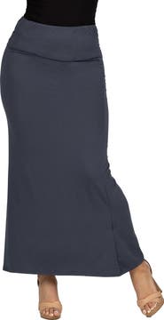24seven Comfort Apparel Comfortable Foldover Maxi Skirt