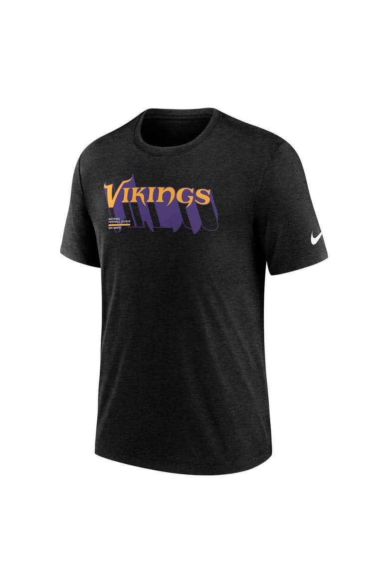 Men's Nike Heather Black Minnesota Vikings Long Pass Tri-Blend T-Shirt, Alternate, color, Heather Black