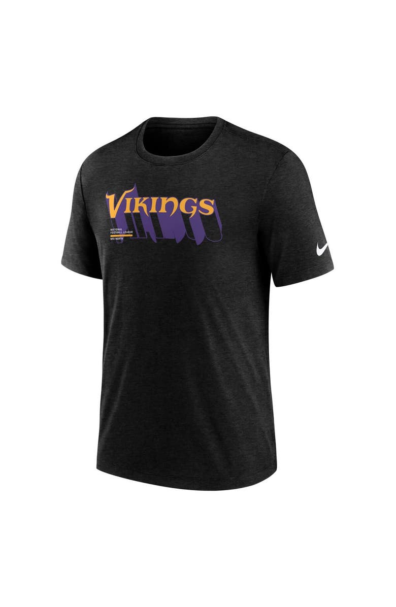 Nike Men's Nike Heather Black Minnesota Vikings Long Pass Tri-Blend T-Shirt, Alternate, color, Heather Black