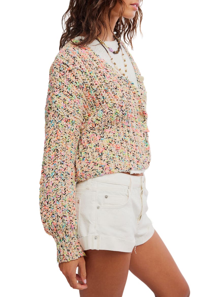 Flea Market Crop Cardigan, Alternate, color, NEON SAND COMBO