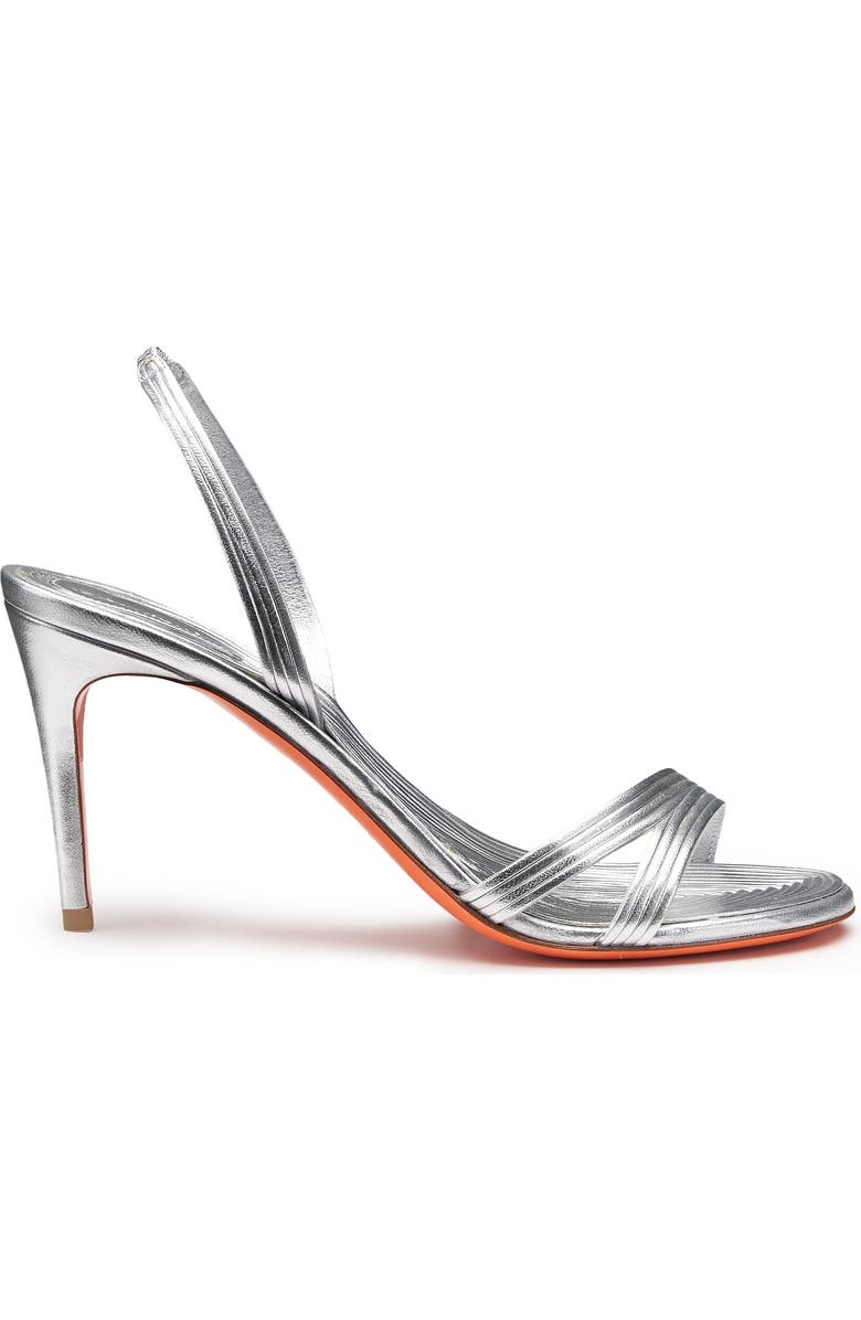 Santoni Women's mid-heel sandal, Alternate, color, Silver