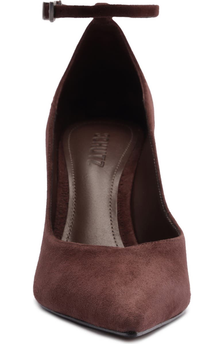 Schutz Mia Ankle Strap Pointed Toe Pump, Alternate, color, Root Brown