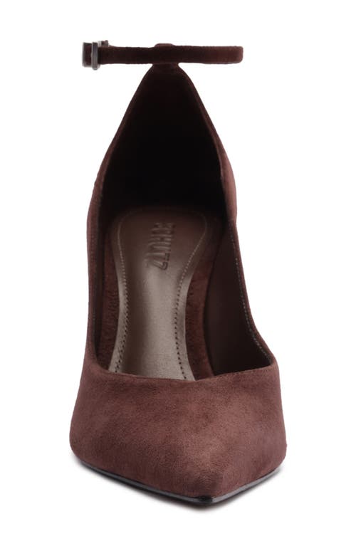 Schutz Mia Ankle Strap Pointed Toe Pump In Brown
