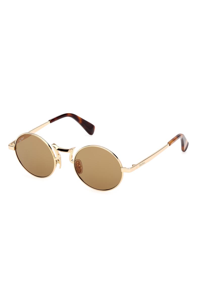Max Mara 48mm Small Round Sunglasses, Alternate, color, Deep Gold / Roviex Mirror