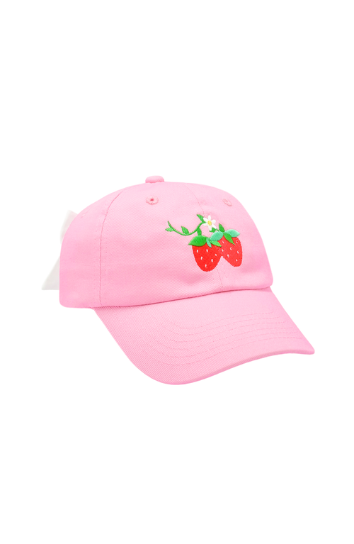 Bits & Bows Strawberry Fields Twill Bow Baseball Hat In Pink
