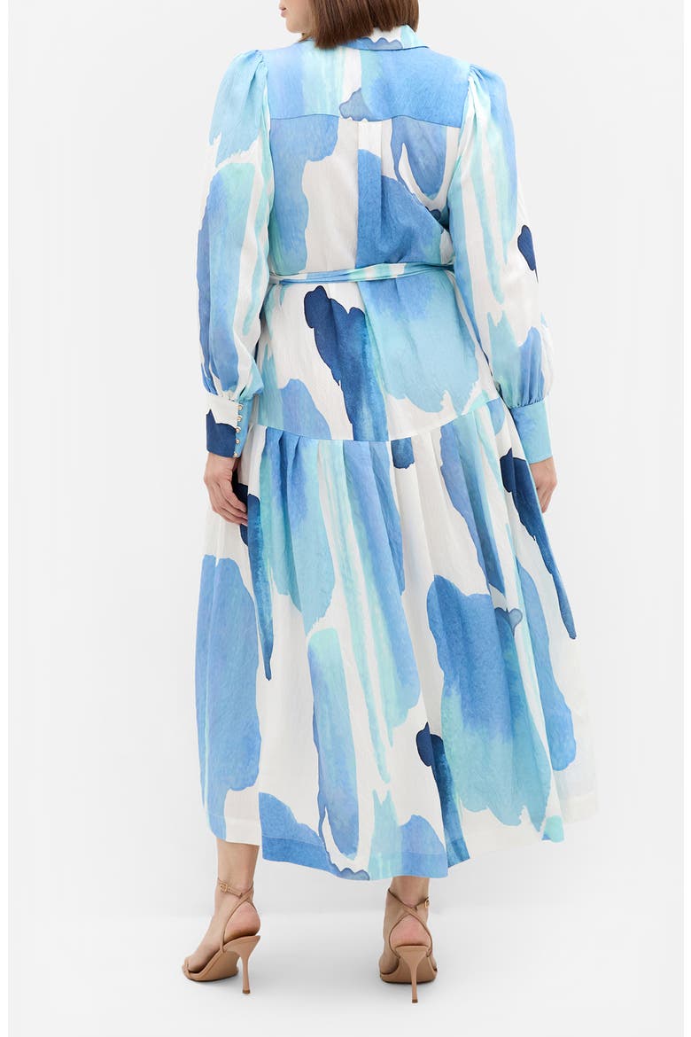 Kinsley Tie Waist Long Sleeve Shirtdress, Alternate, color, TRANQUIL