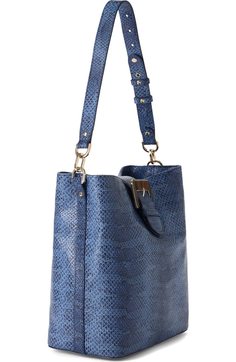 Brahmin Celina Croc Embossed Leather Bucket Bag, Alternate, color, Navy