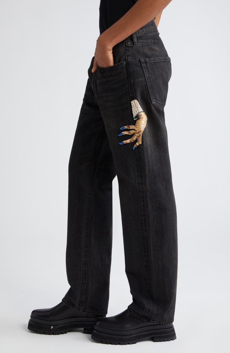 Undercover Beaded Hand High Waist Straight Leg Jeans, Alternate, color,